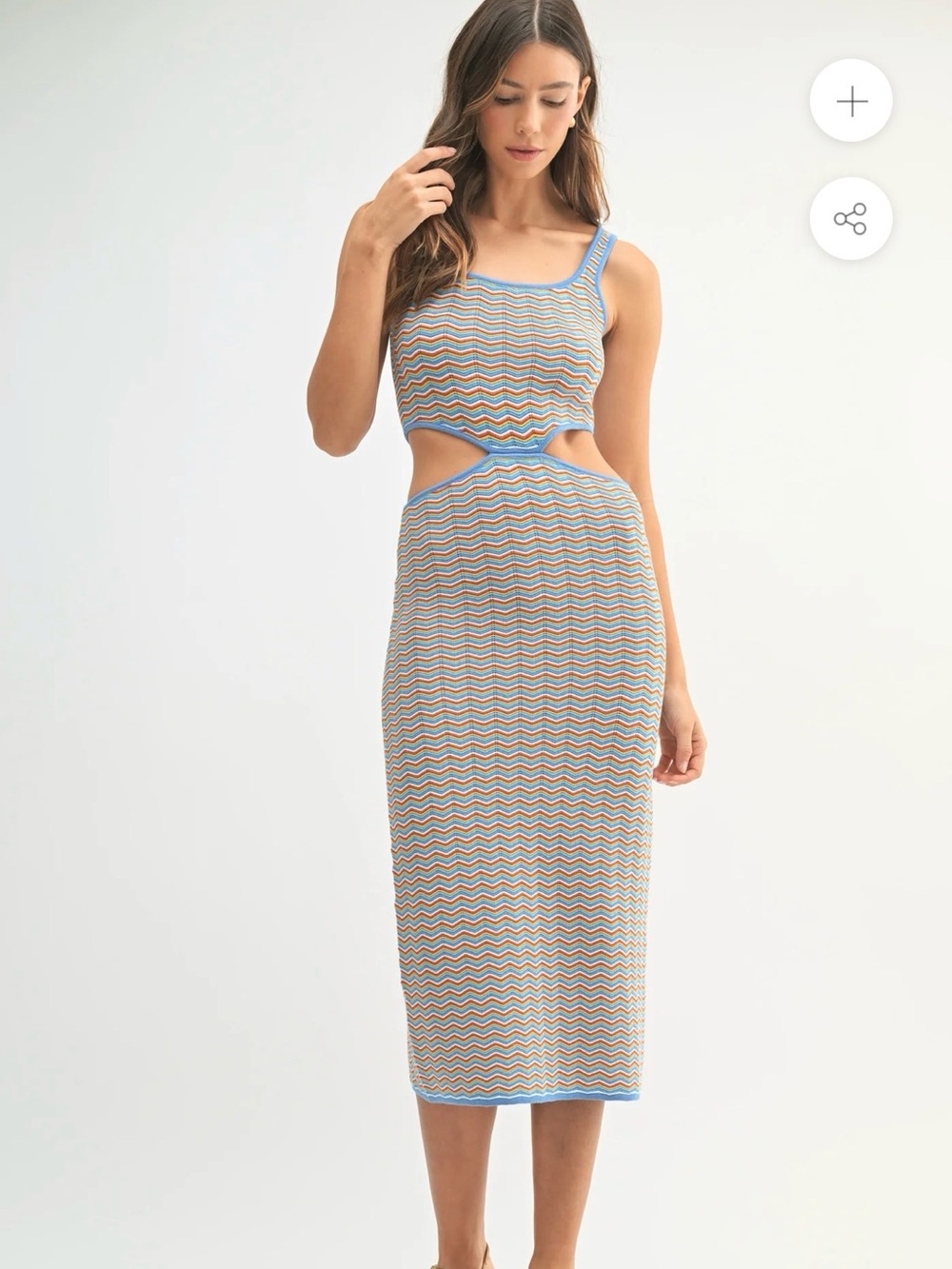 MABLE Azucena Knit Cut Out Chevron Dress